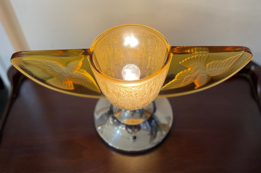Very Stylish Art Deco Moulded Glass Table Lamp View VIII
