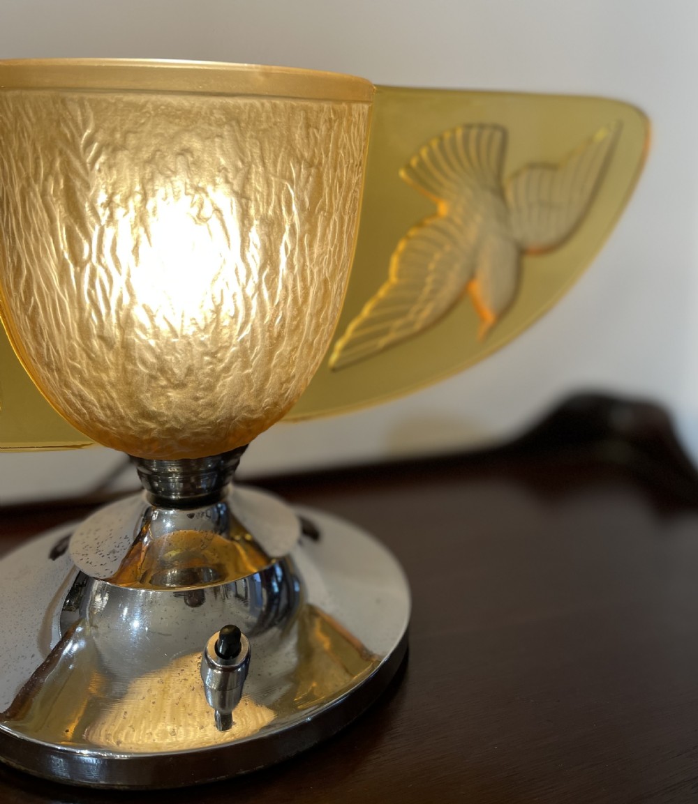 Very Stylish Art Deco Moulded Glass Table Lamp View IX
