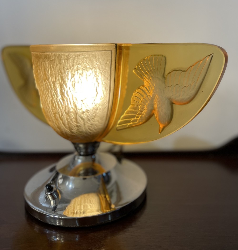 Very Stylish Art Deco Moulded Glass Table Lamp View X
