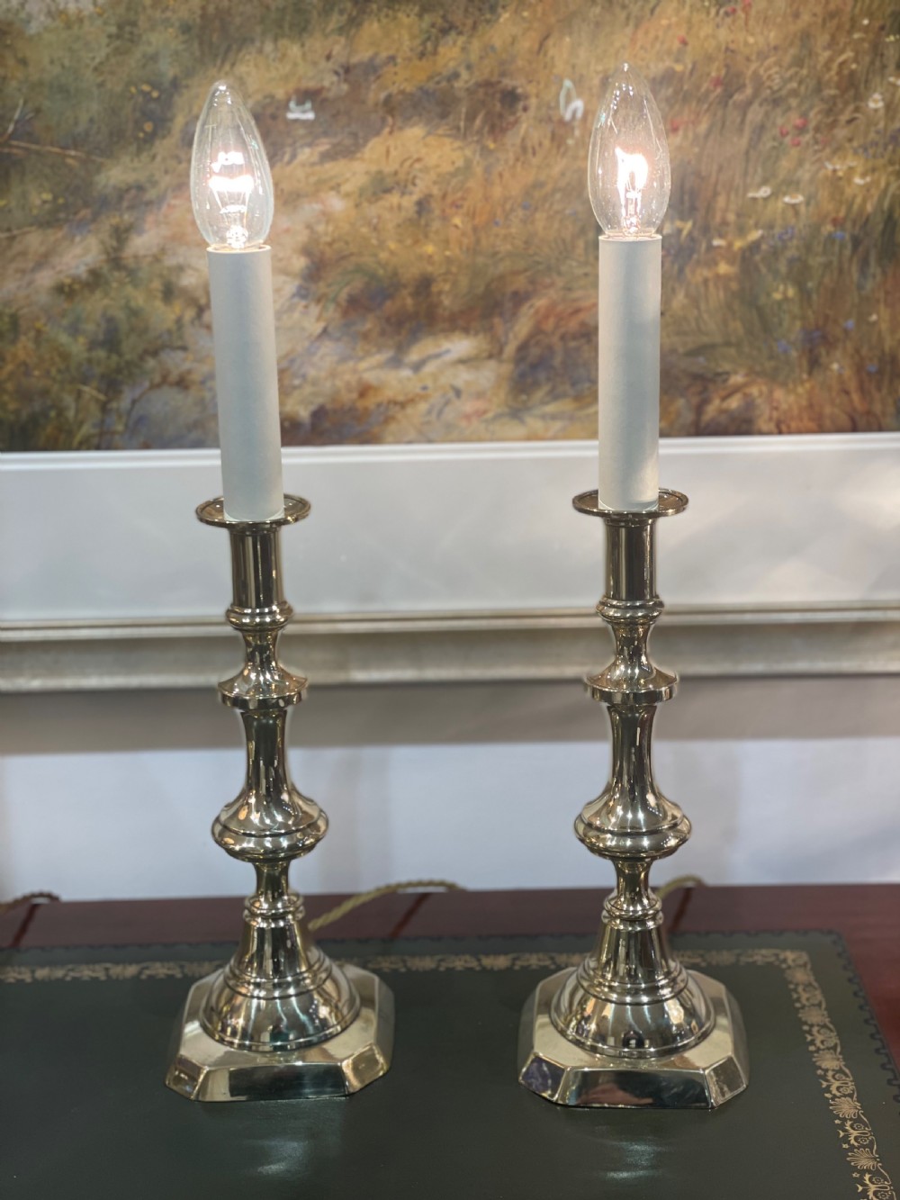 Attractive Pair of Brass Candlestick Lamps View IV