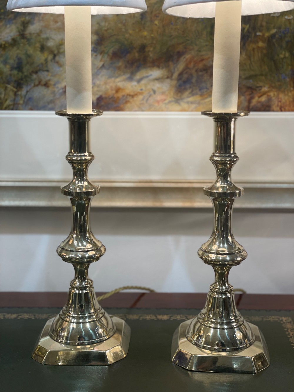Attractive Pair of Brass Candlestick Lamps View VI
