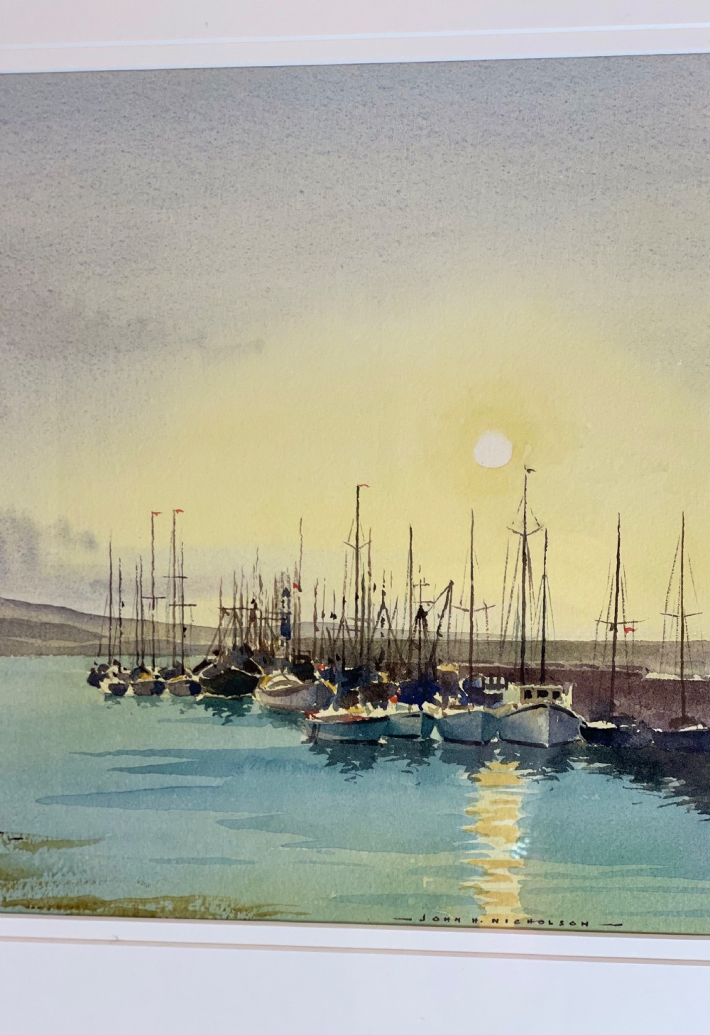 John Hobson Nicholson, Isle of Man Watercolour, Port St Mary View III