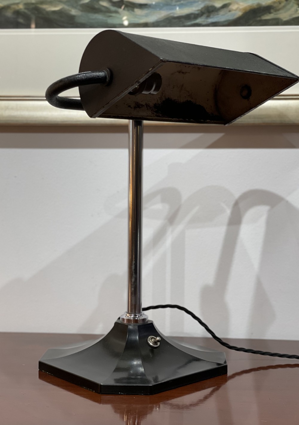Bauhaus Bakelite & Chrome Bankers Lamp View V