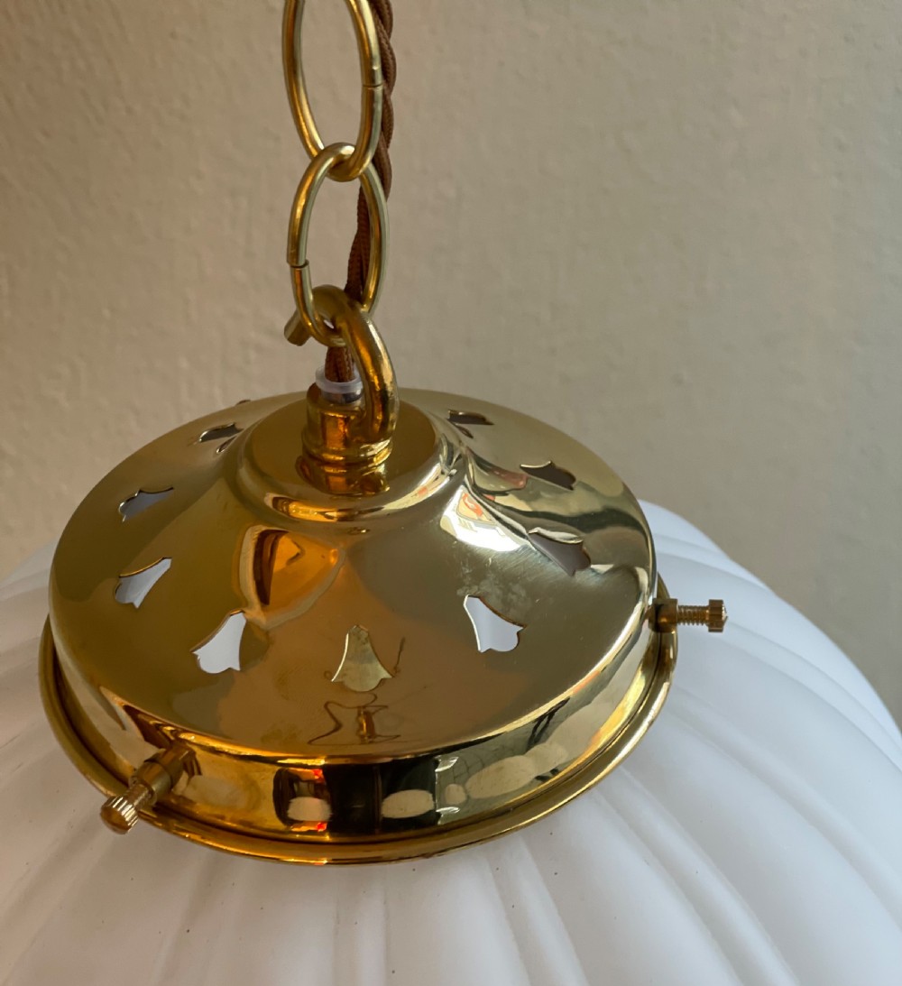 Reeded Glass Globe Pendant Light, Large Size View IV
