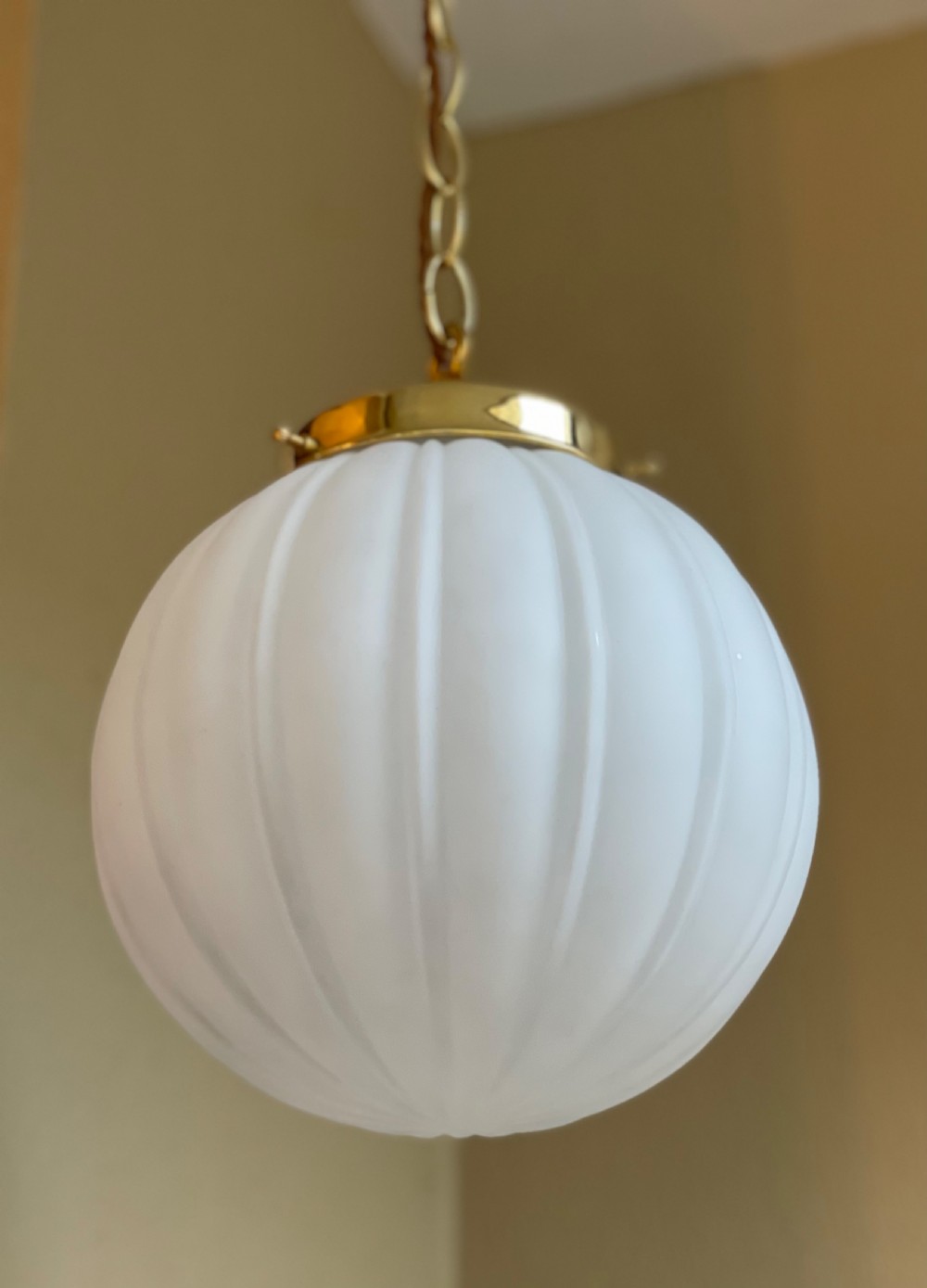 Reeded Glass Globe Pendant Light, Medium Size View II