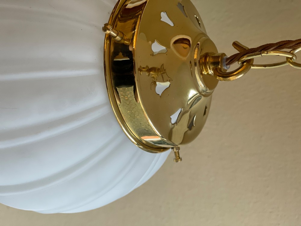 Reeded Glass Globe Pendant Light, Medium Size View III