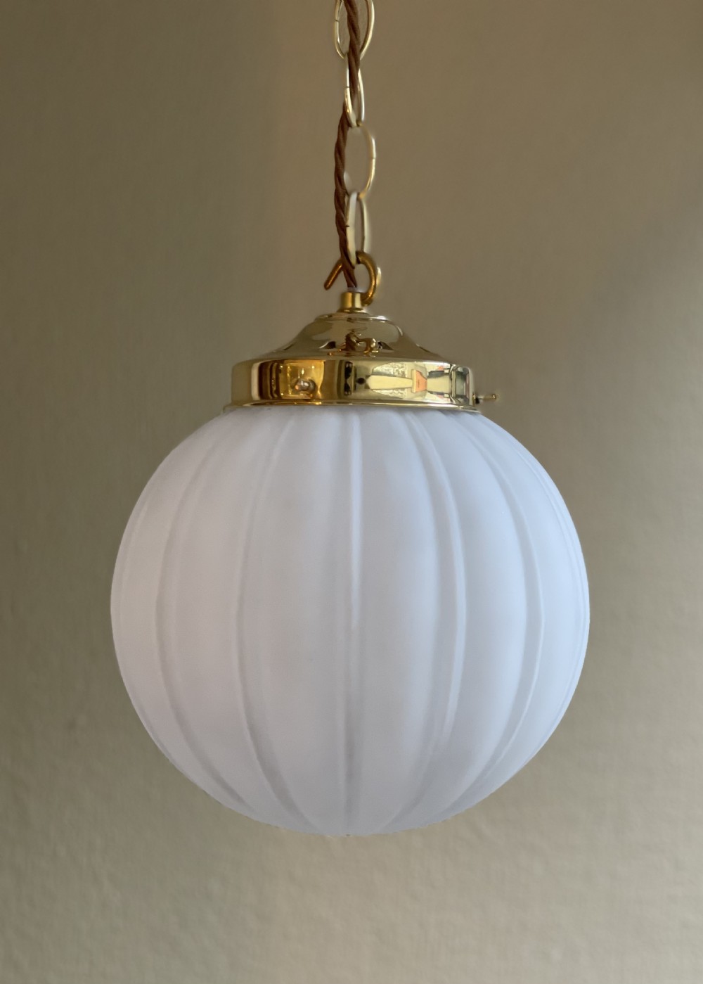 Reeded Glass Globe Pendant Light, Medium Size View IV