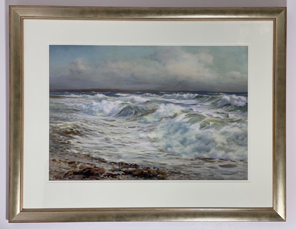 Large James Aitken Watercolour, Seascape, Isle of Man 
