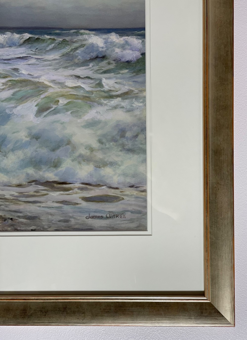 Large James Aitken Watercolour, Seascape, Isle of Man  View V