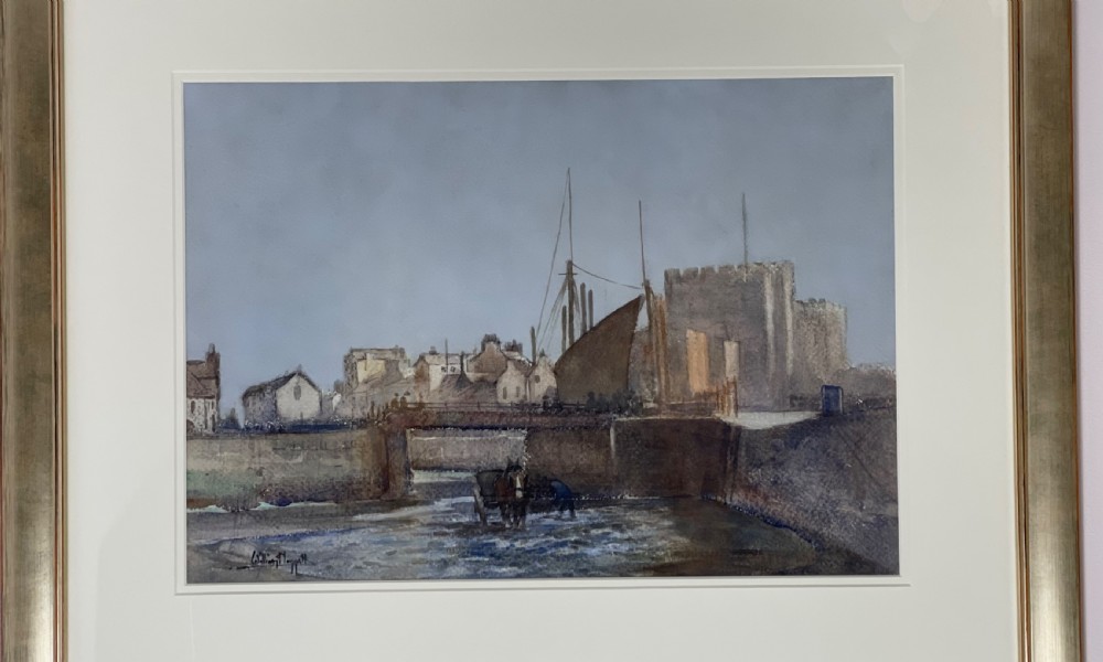 Watercolour of Castletown Harbour, Isle of Man by William Hoggatt View III