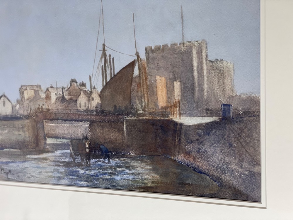 Watercolour of Castletown Harbour, Isle of Man by William Hoggatt View IV