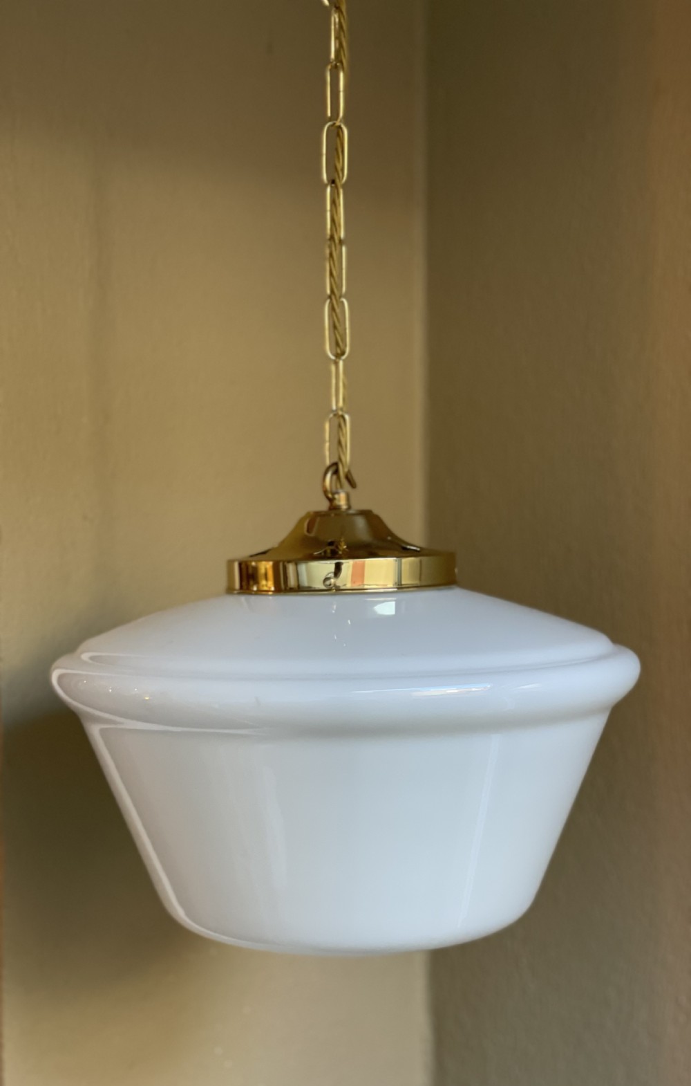 Art Deco Opaline Pendant Light (One of Two) View II