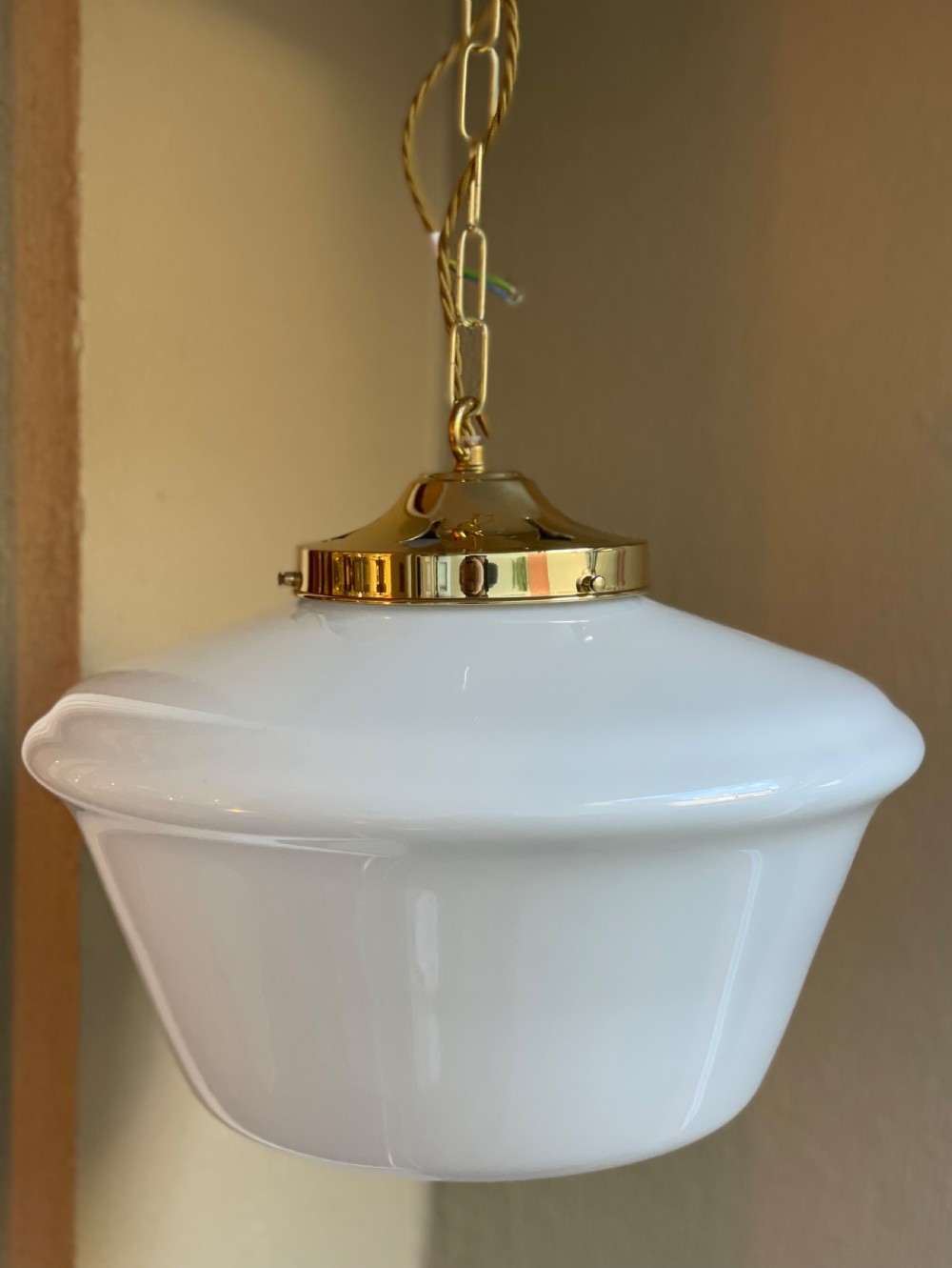 Art Deco Opaline Pendant Light (Two of Two)