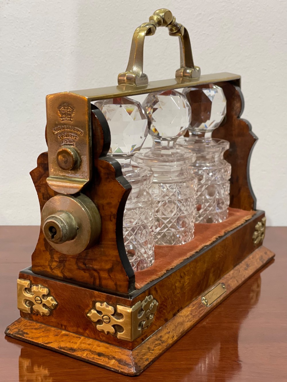 Quality Victorian Betjemann Burr Walnut Miniature Tantalus View III