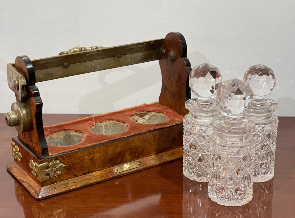 Quality Victorian Betjemann Burr Walnut Miniature Tantalus View VI