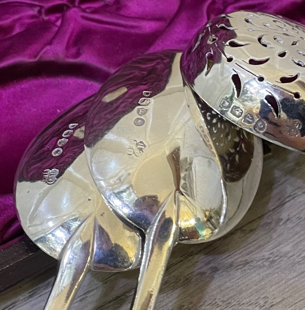 Victorian Silver Fruit Serving Spoon Set, 1881 View VIII