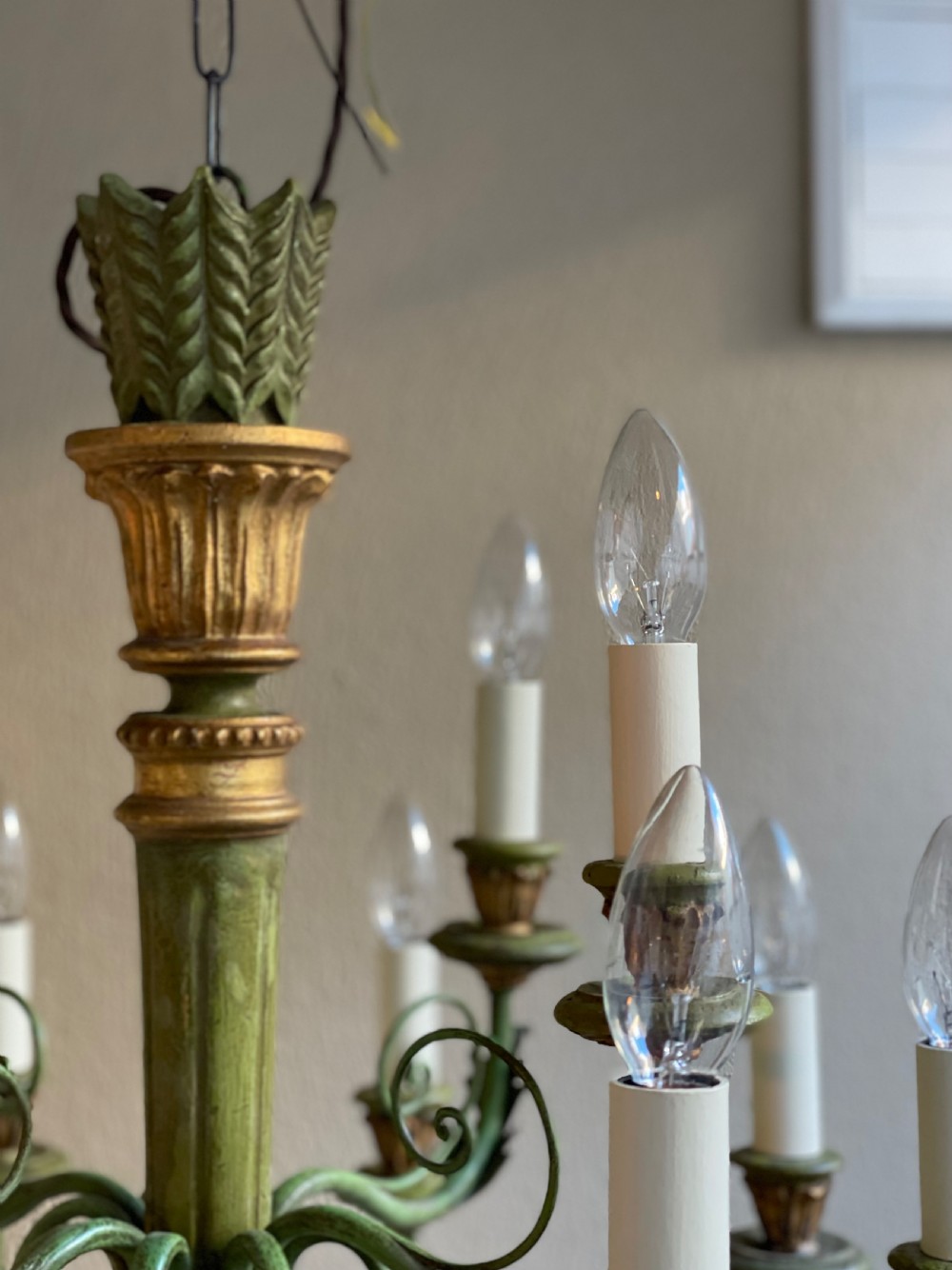 Twelve Light Gilded Polychrome Chandelier View II