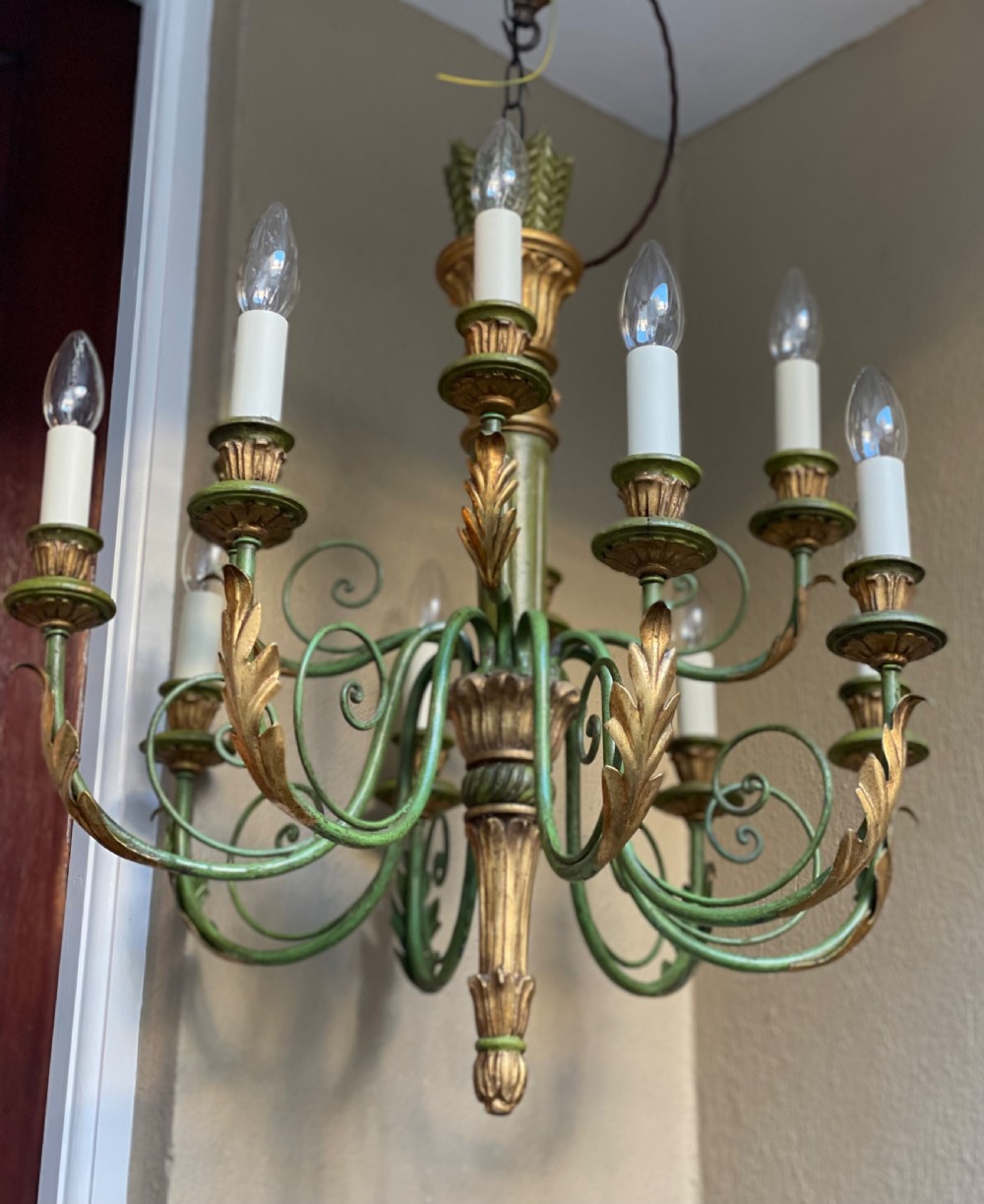 Twelve Light Gilded Polychrome Chandelier View VI