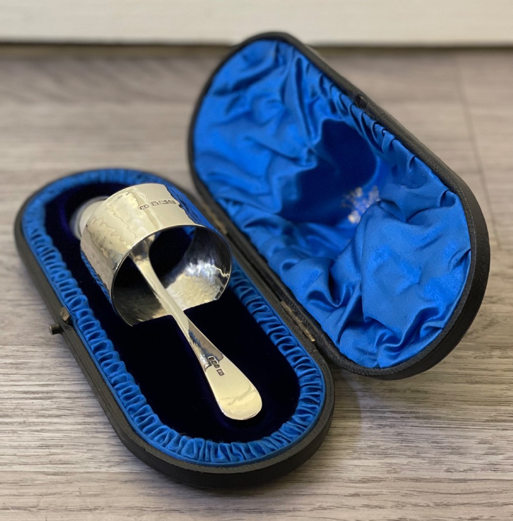 Quality George V Planished Solid Silver Christening Set View IV