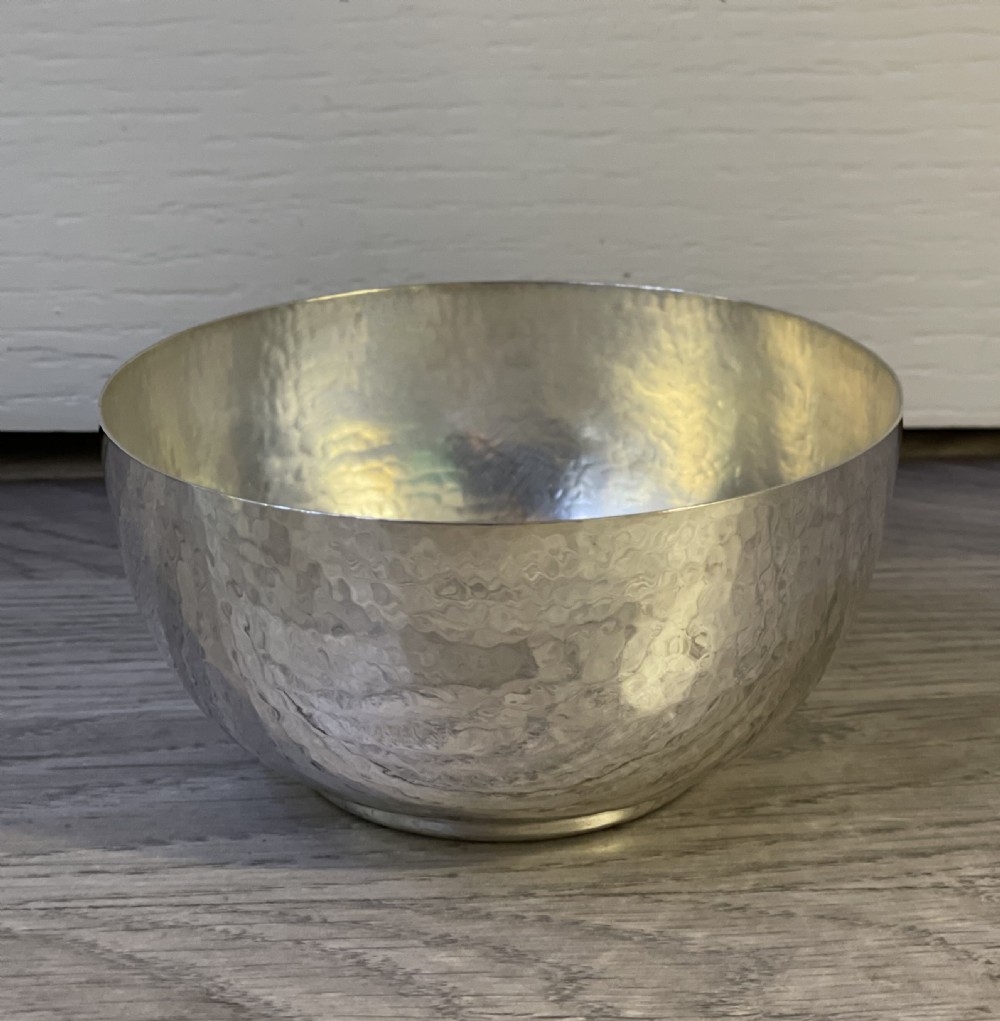 George V Planished Solid Silver Bowl, 1914 View III
