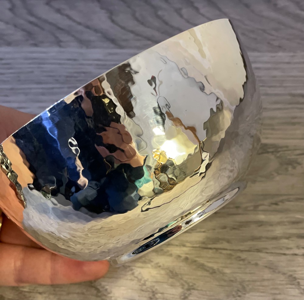 George V Planished Solid Silver Bowl, 1914 View IV