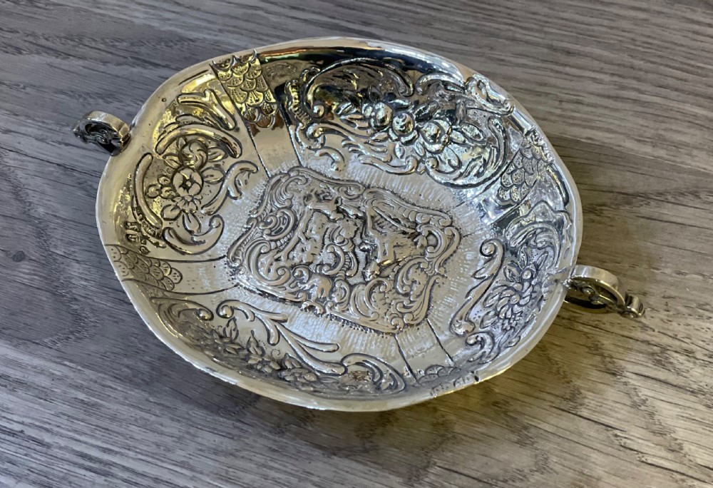 Dutch Solid Silver Repousse Bowl View II