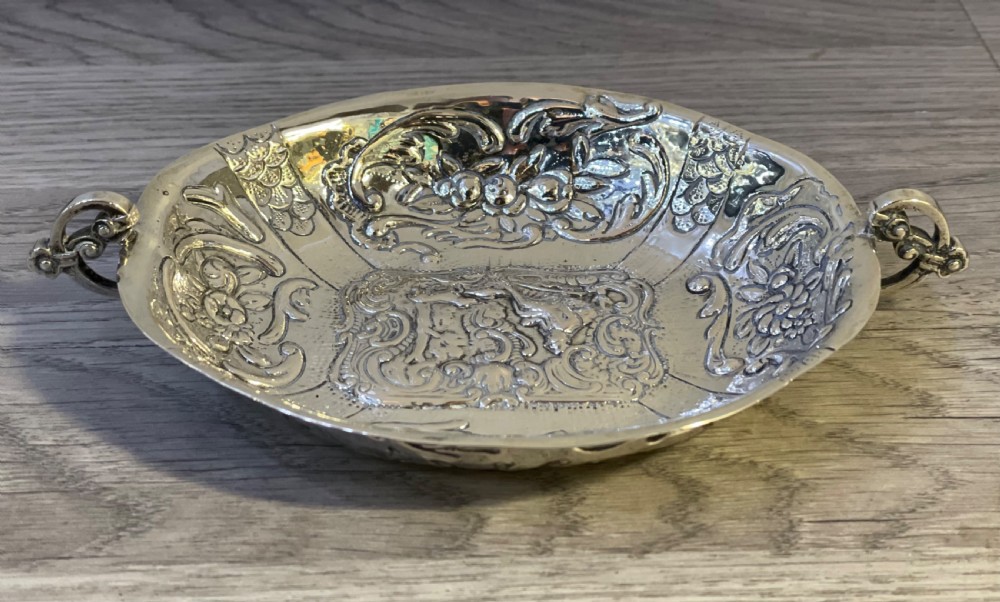 Dutch Solid Silver Repousse Bowl View V