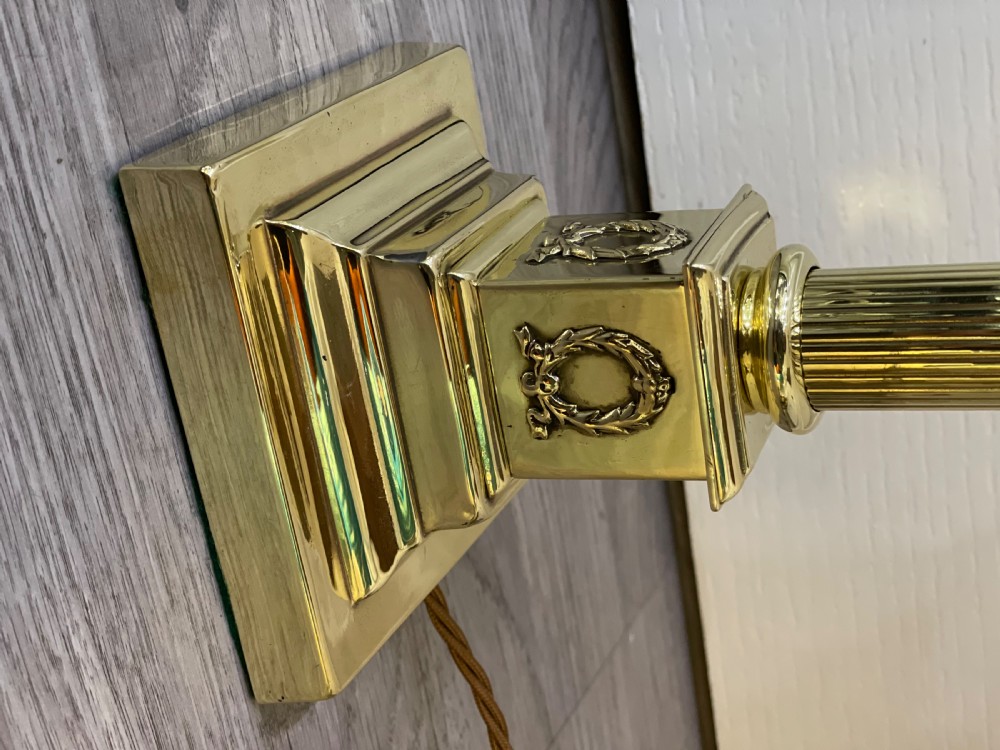 Edwardian Brass Corinthian Column Table Lamp View V