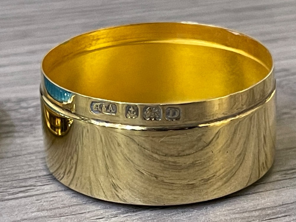 Super Quality George V Silver Gilt & Enamel Trinket Box Pot View VI