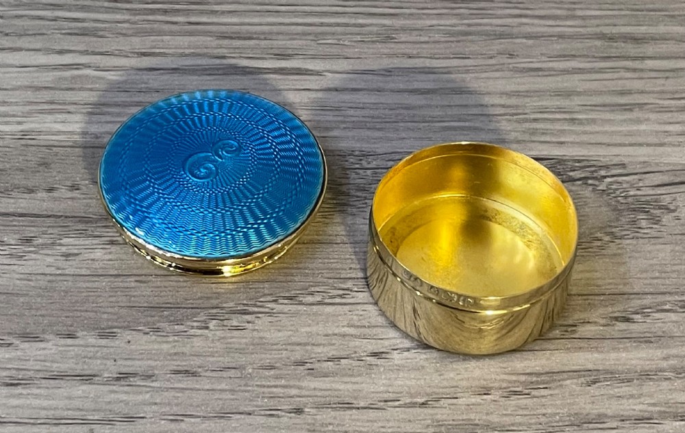 Super Quality George V Silver Gilt & Enamel Trinket Box Pot View VII