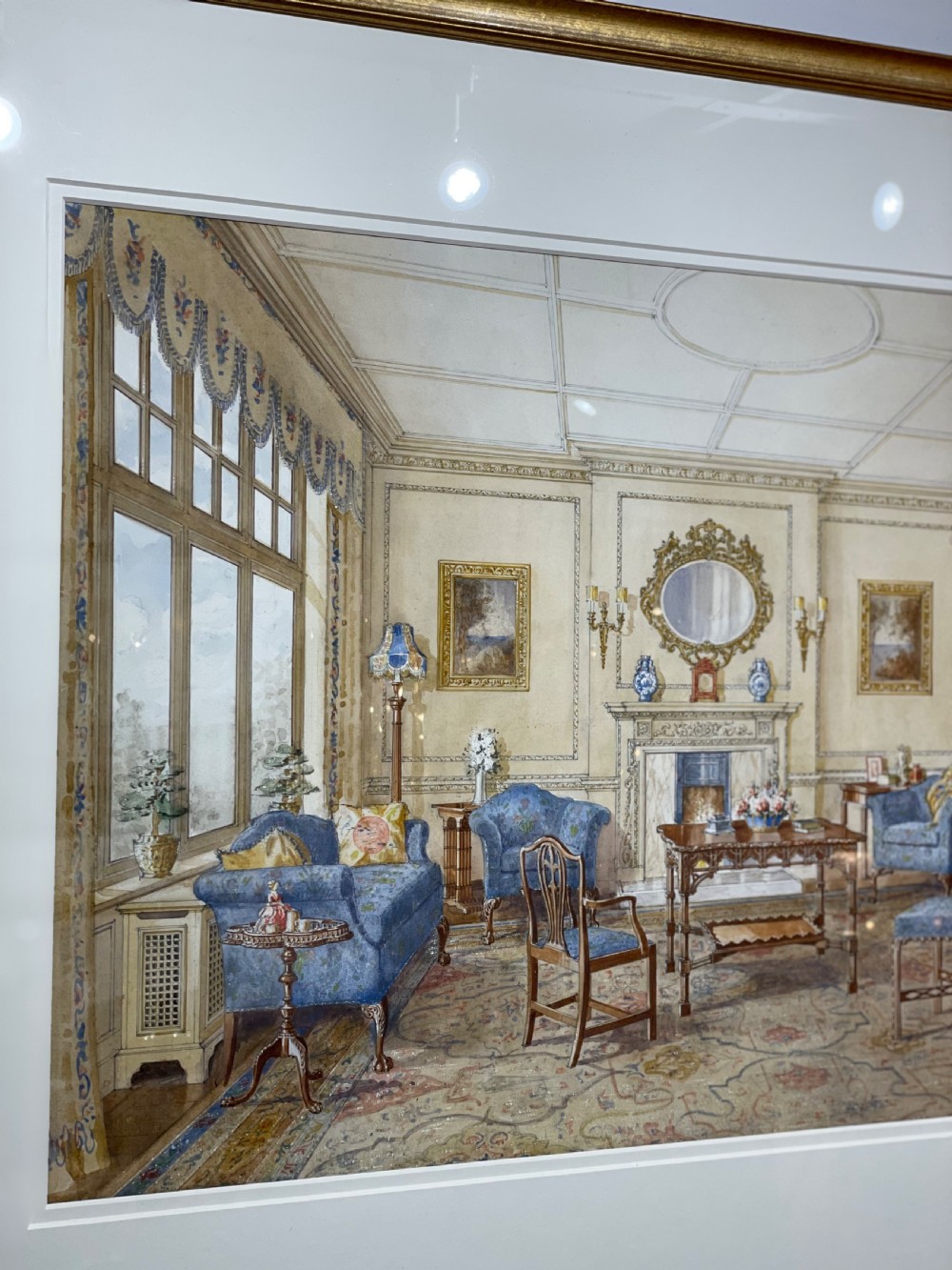 Superb Watercolour of Room Interior by Gill & Reigate  View V
