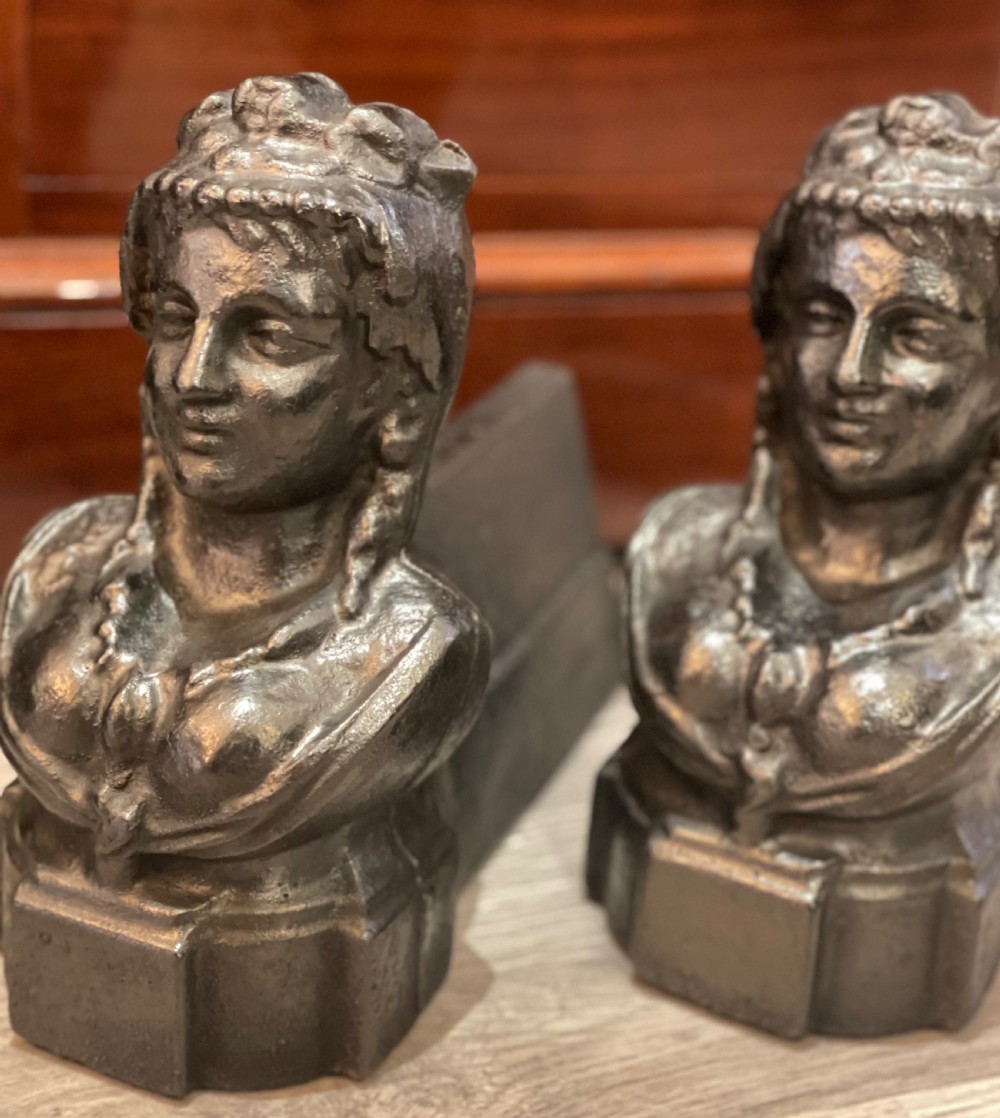 Pair of French Cast Iron Firedogs Andirons   View III