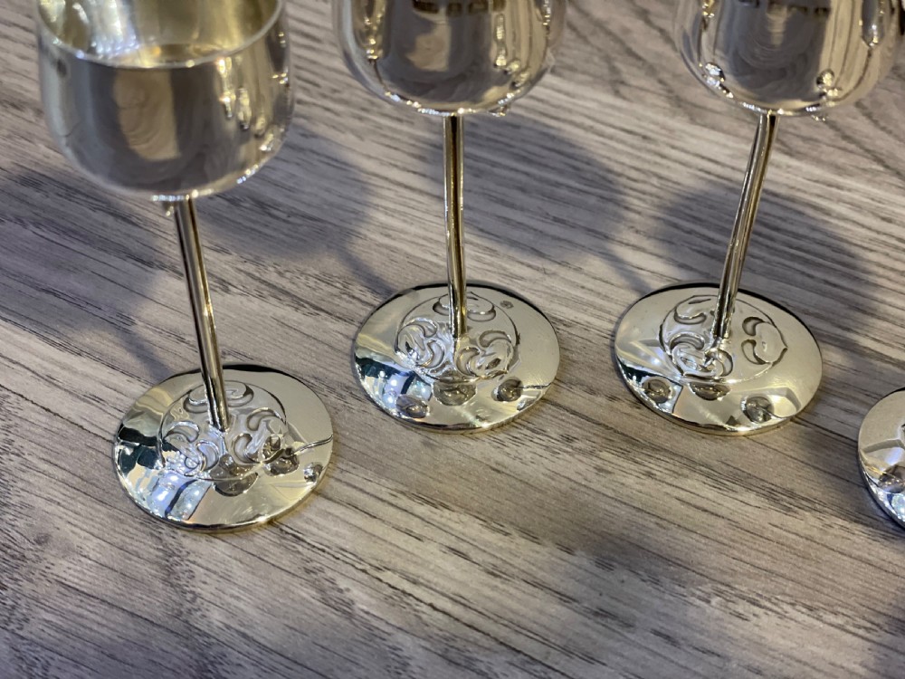 Art Nouveau Silver Whiskey Tot Shot Cups   View III