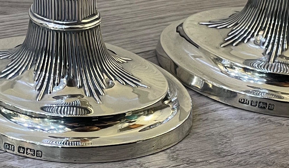 Pair of Edwardian Solid Silver Candlesticks, 1905 View V