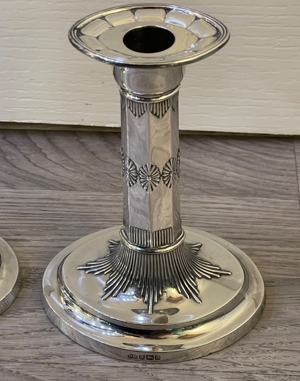 Pair of Edwardian Solid Silver Candlesticks, 1905 View VI