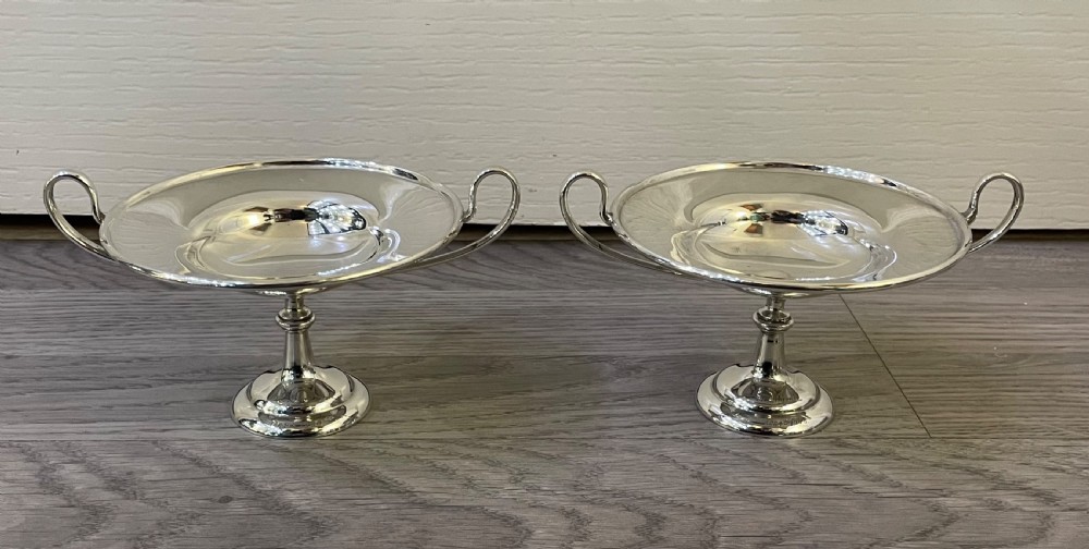 Pair of Edwardian Solid Silver Tazza Bon Bon Dishes 