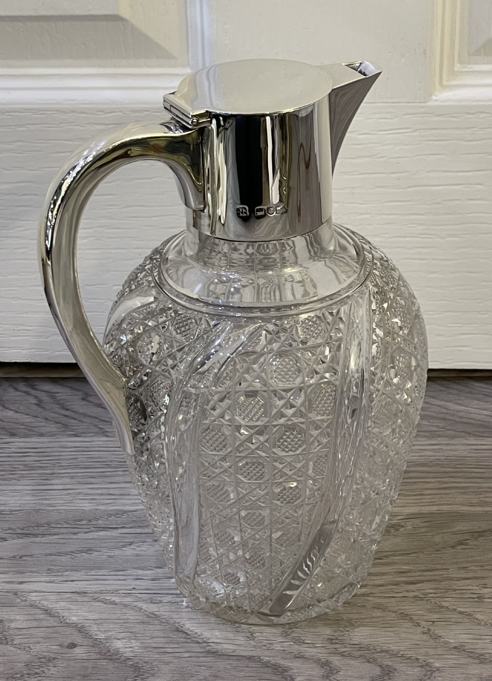 Late Victorian Silver & Cut Glass Claret Jug by Hukin & Heath, 1901