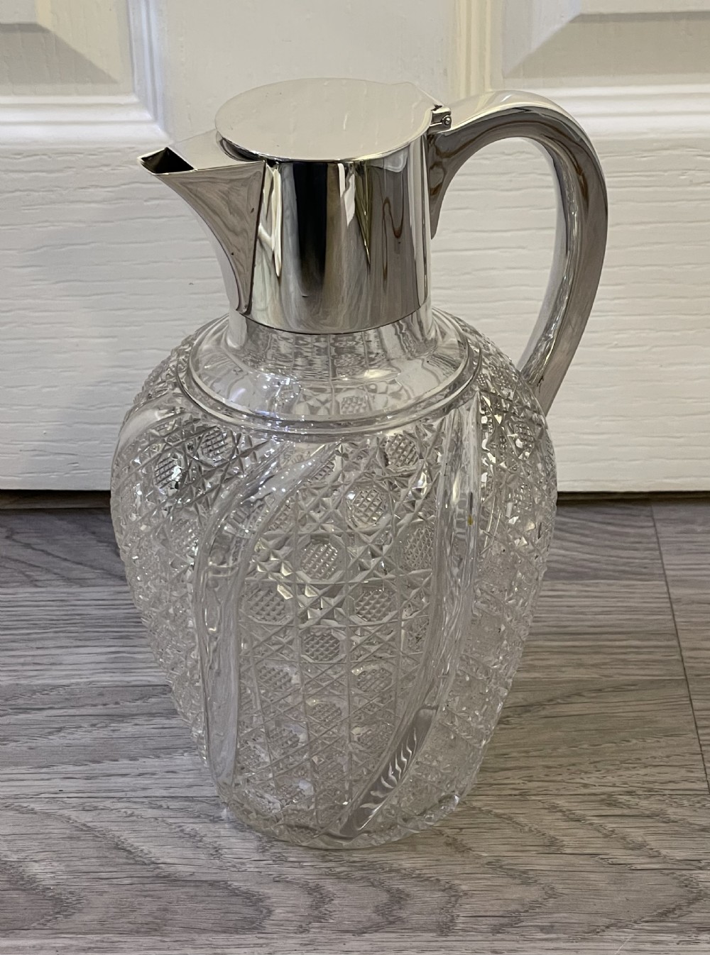 Late Victorian Silver & Cut Glass Claret Jug by Hukin & Heath, 1901 View II