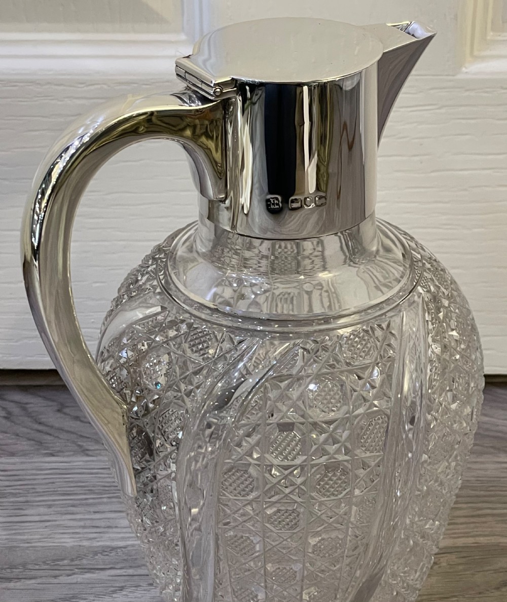 Late Victorian Silver & Cut Glass Claret Jug by Hukin & Heath, 1901 View IV