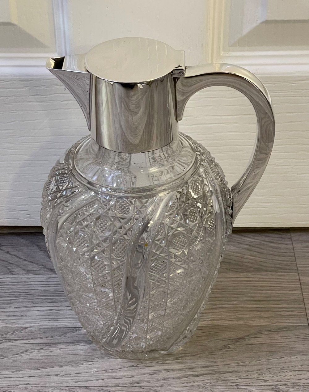 Late Victorian Silver & Cut Glass Claret Jug by Hukin & Heath, 1901 View V