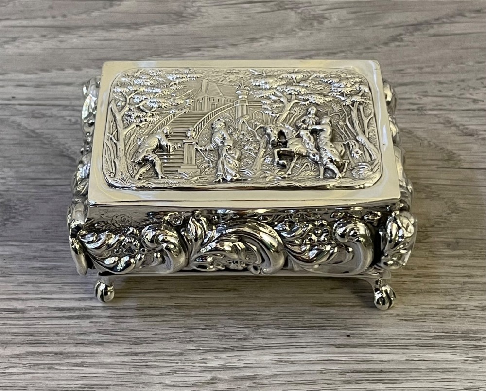 Victorian Solid Silver Table Snuff Jewellery Box, 1901