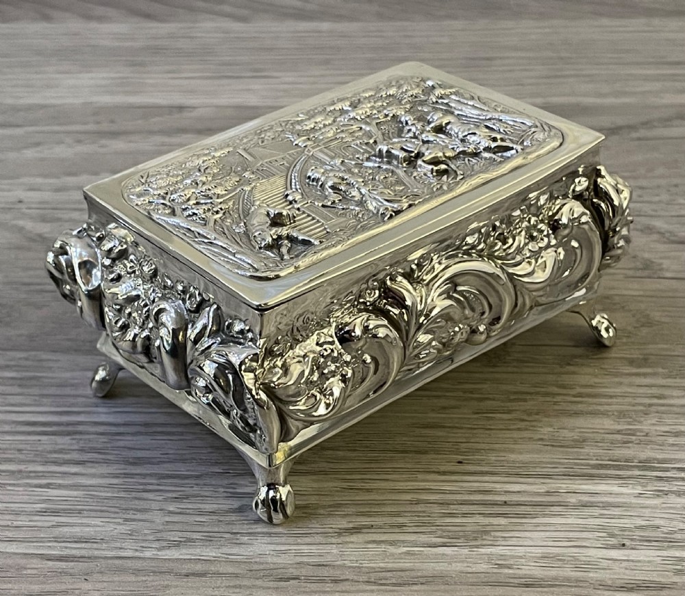 Victorian Solid Silver Table Snuff Jewellery Box, 1901 View III
