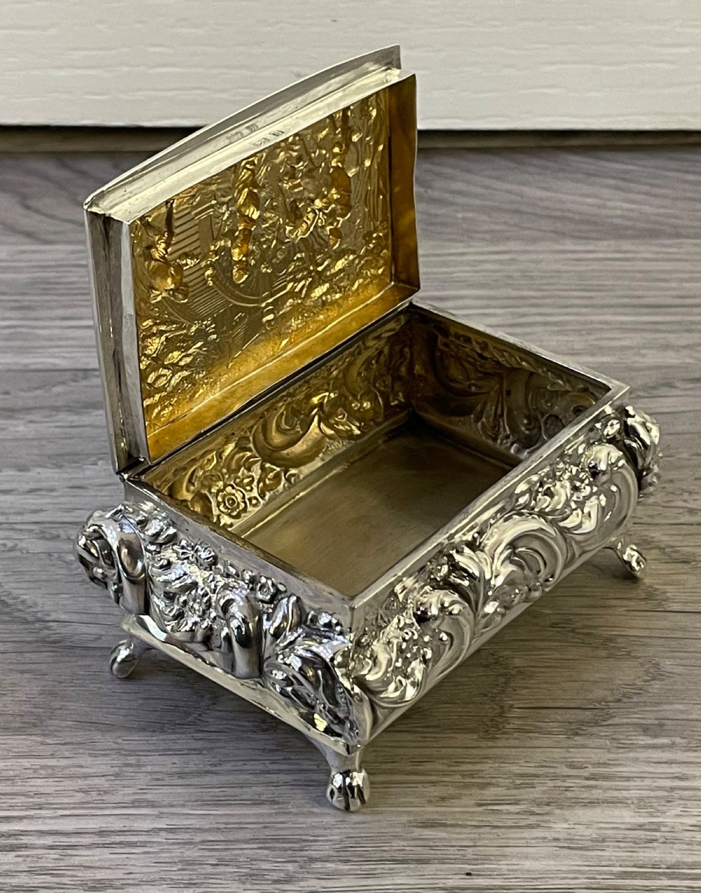 Victorian Solid Silver Table Snuff Jewellery Box, 1901 View VI