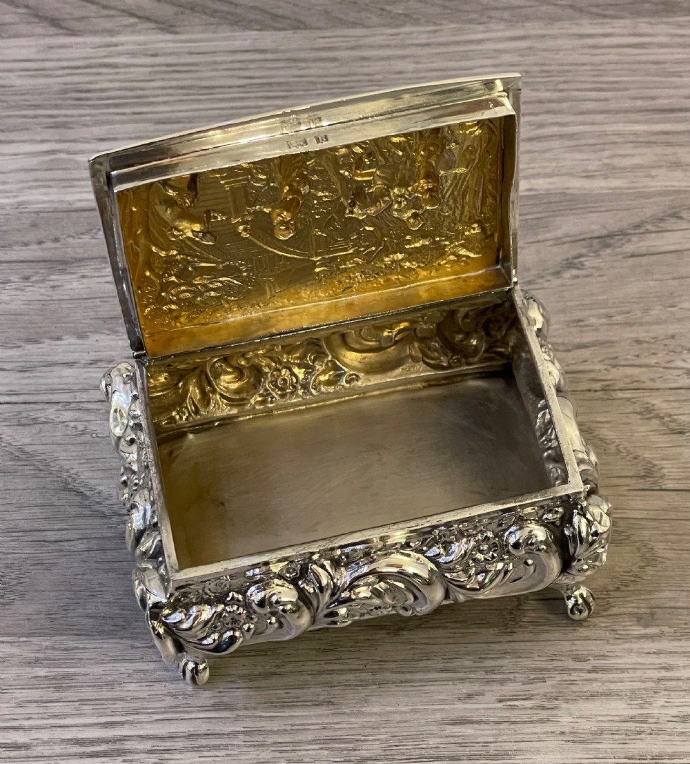 Victorian Solid Silver Table Snuff Jewellery Box, 1901 View VII