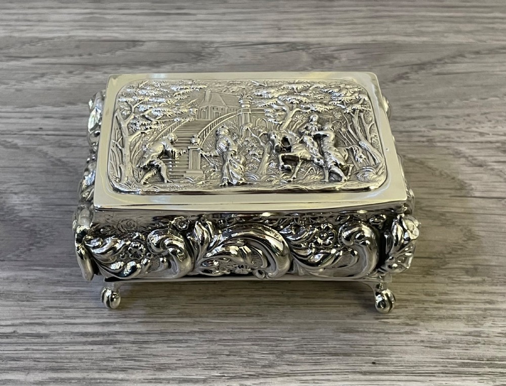 Victorian Solid Silver Table Snuff Jewellery Box, 1901 View IX