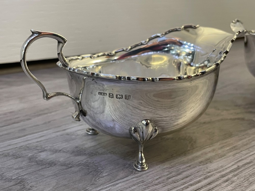Pair George V Solid Silver Sauce Boats View II