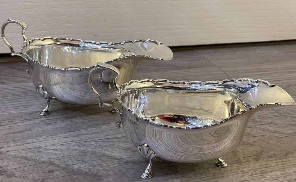 Pair George V Solid Silver Sauce Boats View IV