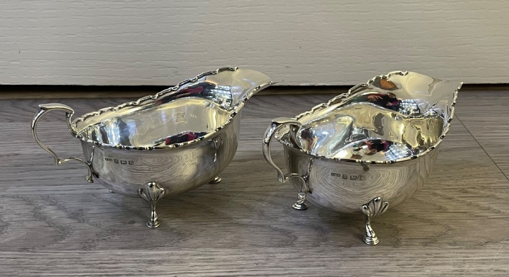 Pair George V Solid Silver Sauce Boats View V
