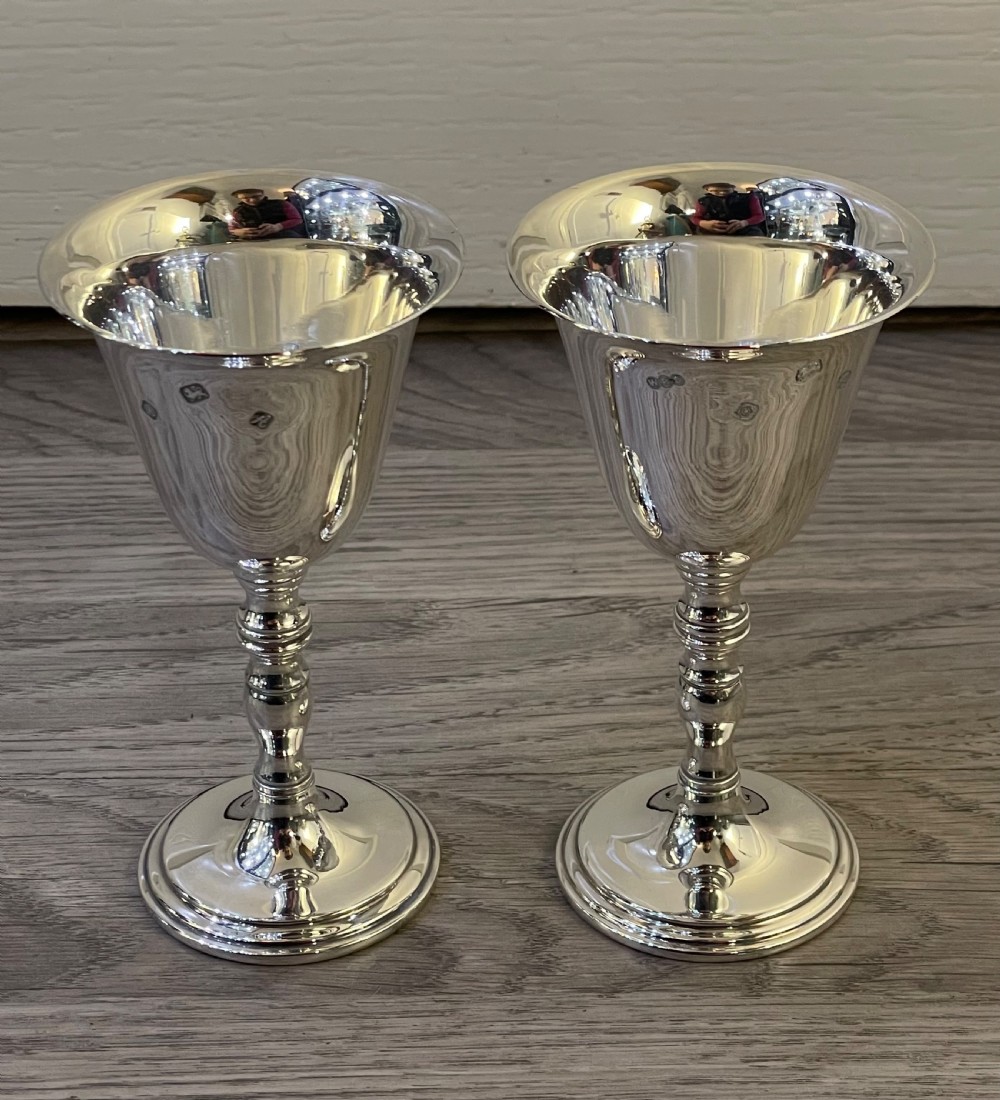 Pair of Solid Silver Wine Goblets