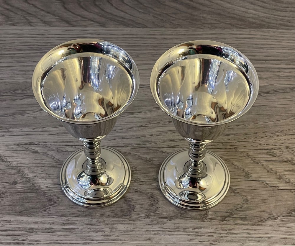 Pair of Solid Silver Wine Goblets View II